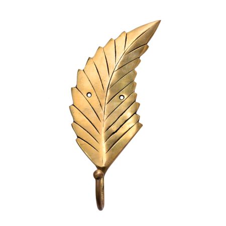 Golden Brass Leaf Key Hooks For Wall